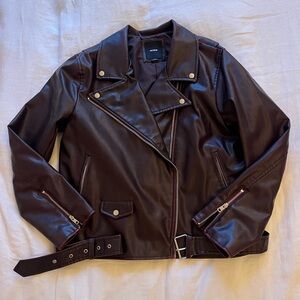 Cotton On Faux Leather Moto Jacket in Dark Brown